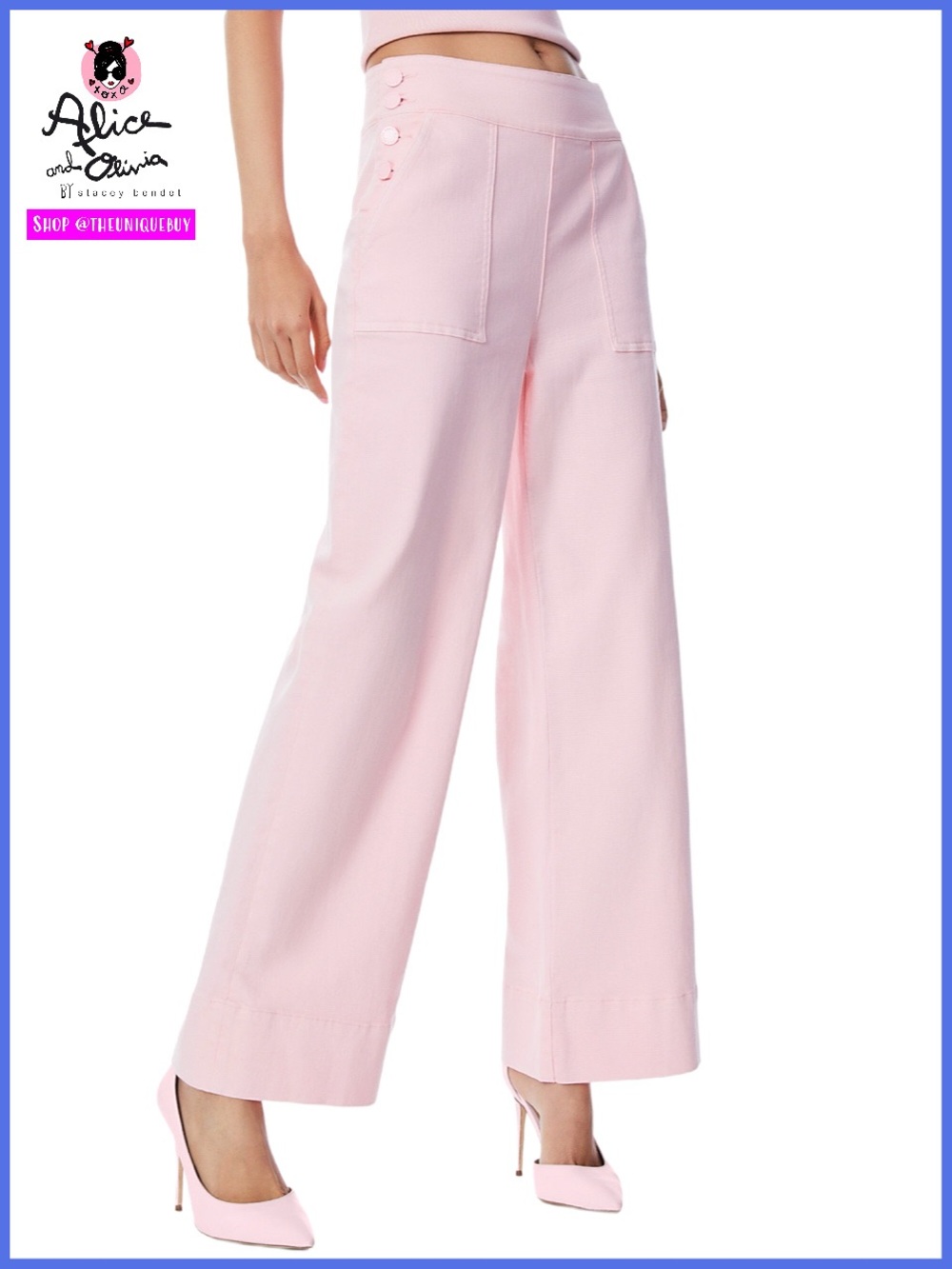 Alice + Olivia Donald Pink High Waisted Jeans